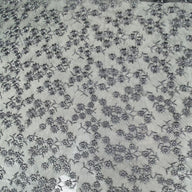 Floral Embroidered Mesh - Black/Silver