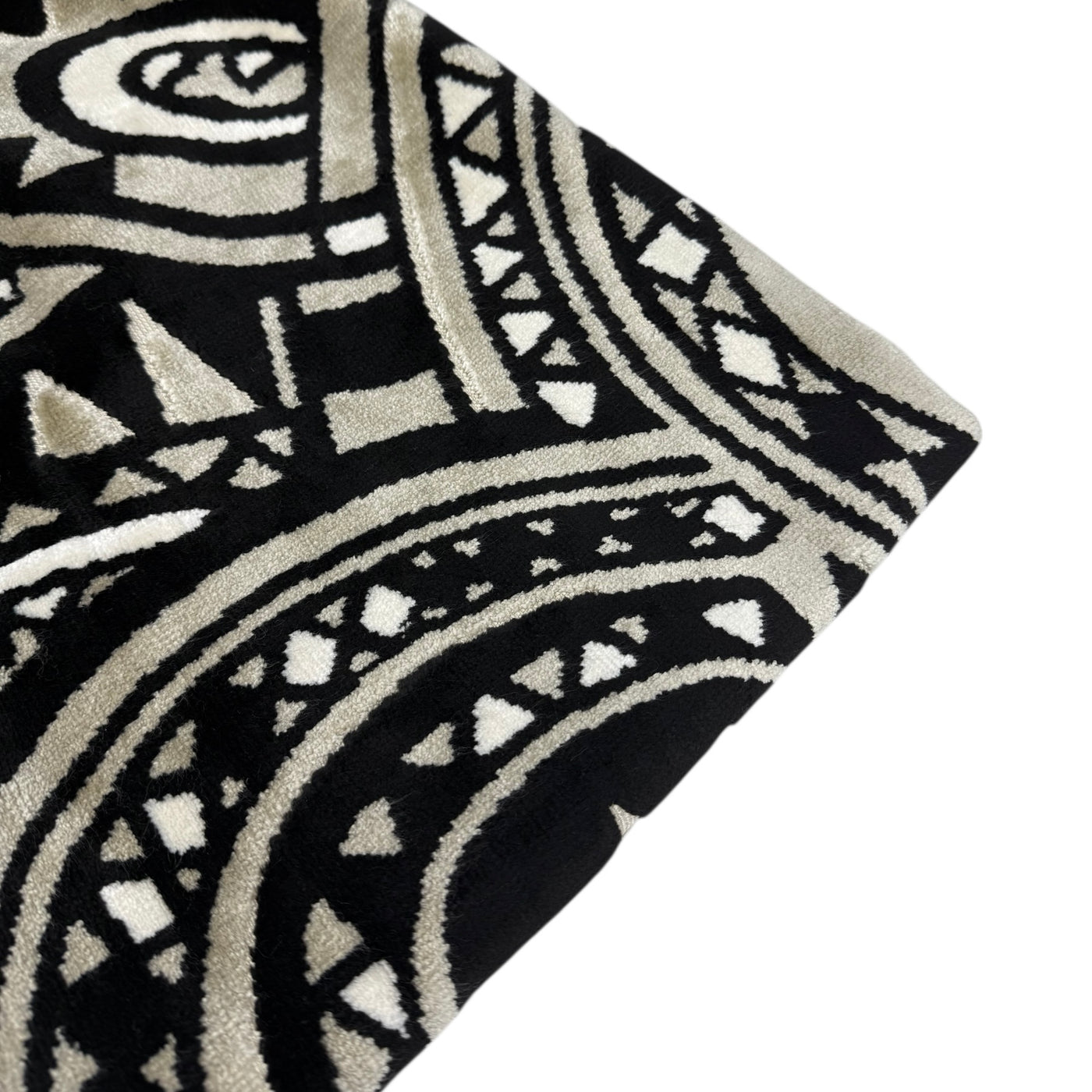 Paisley Cotton Velvet Upholstery Remnant - Cream/Beige/Black