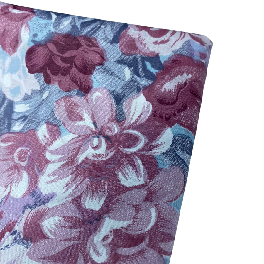 Printed Cotton - Vintage Floral - Pink/Purple/Blue