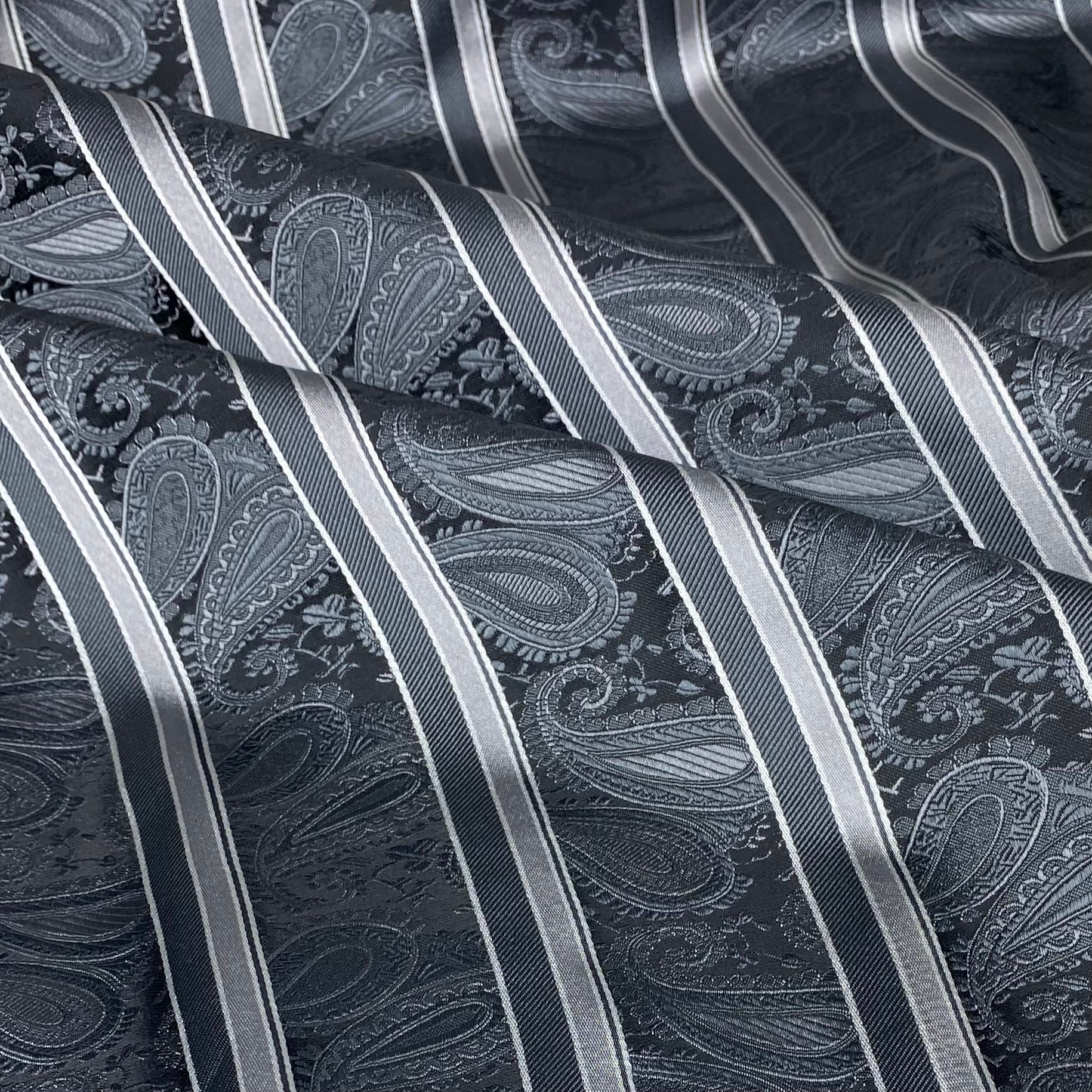 Paisley Silk/Polyester - Black / Grey - Remnant