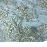 Beaded Corded Lace with Finished Edge- Remnant - Eggshell
