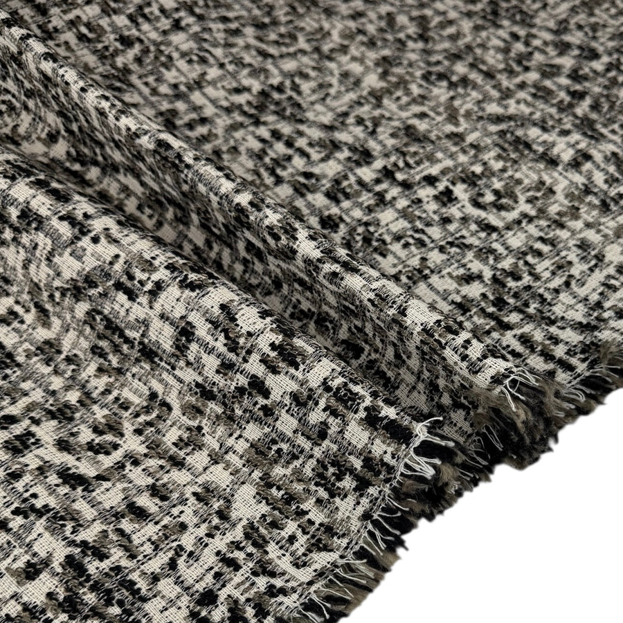 Patterned Upholstery Remnant - Cream/Black/Brown