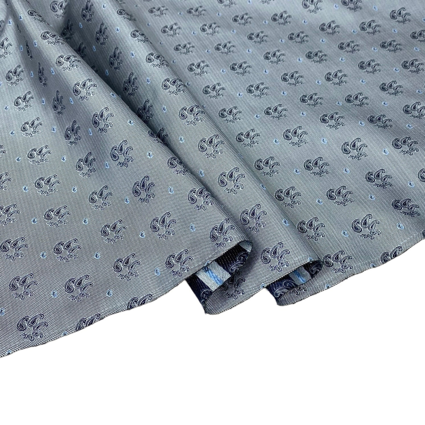 Silk Paisley Jacquard Remnant - Grey/White/Navy/Light Blue