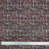 Boucle Upholstery Remnant  - Red/Purple/ Ivory