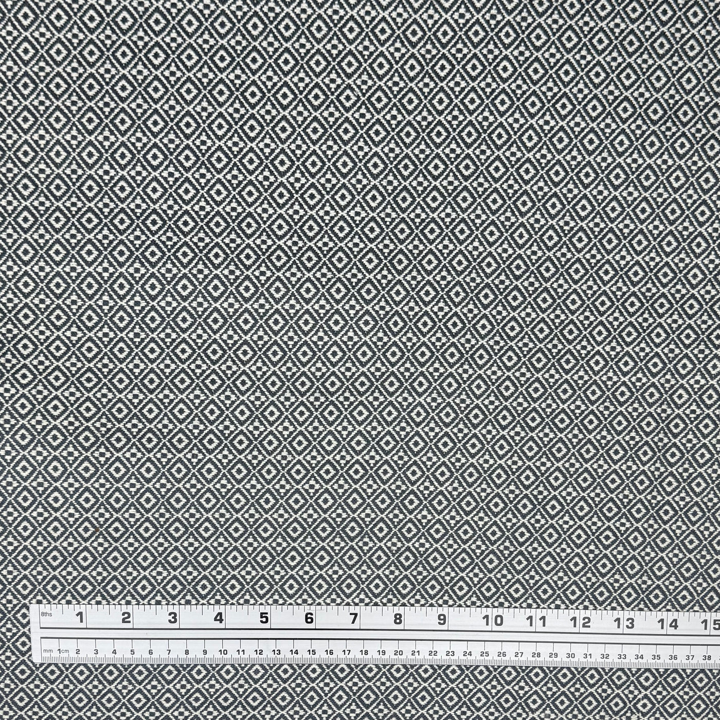 Patterned Cotton Upholstery Remnant - Blue/White