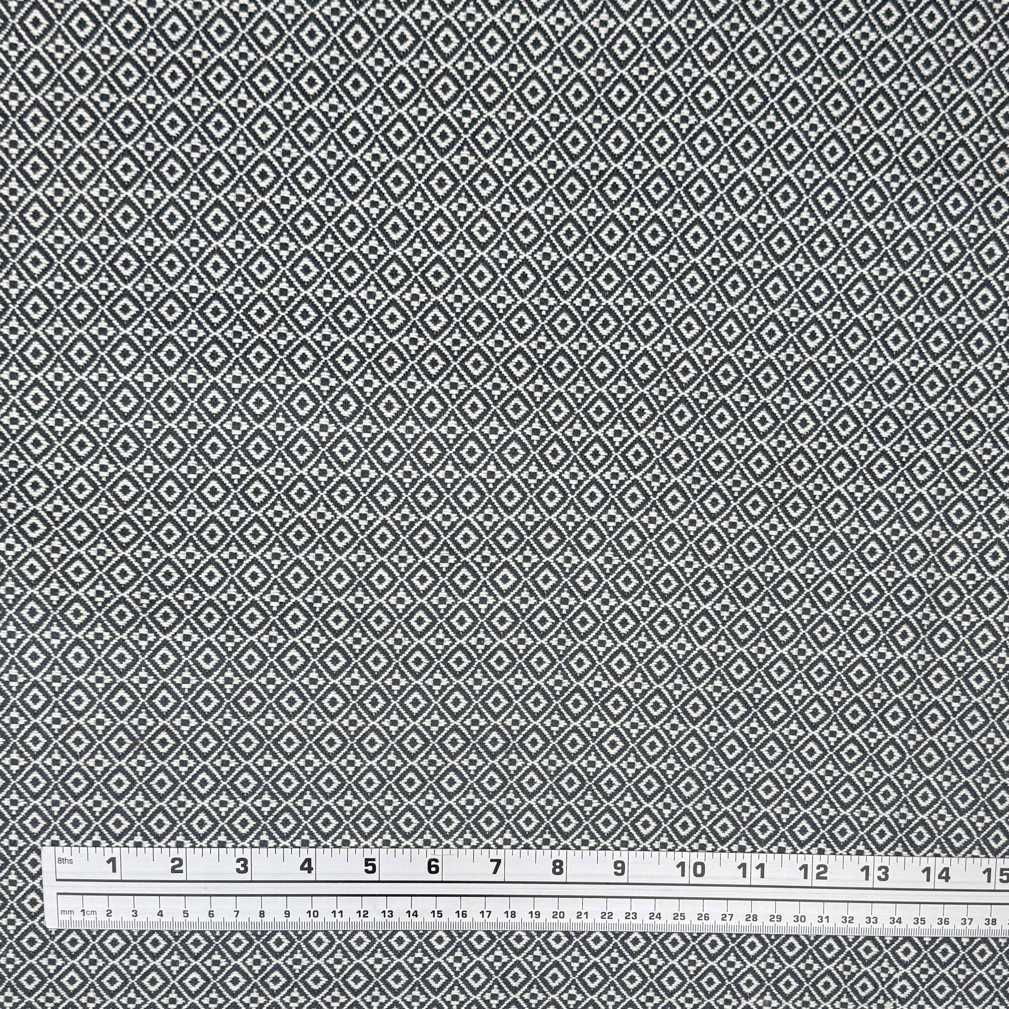 Patterned Cotton Upholstery Remnant - Blue/White