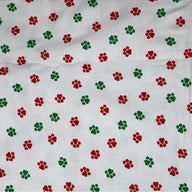 Printed Quilting Cotton Christmas Paw Remnant - White/Red/Green