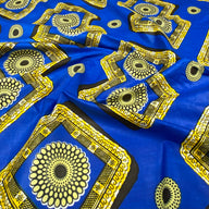 African Printed Cotton - Blue/Yellow