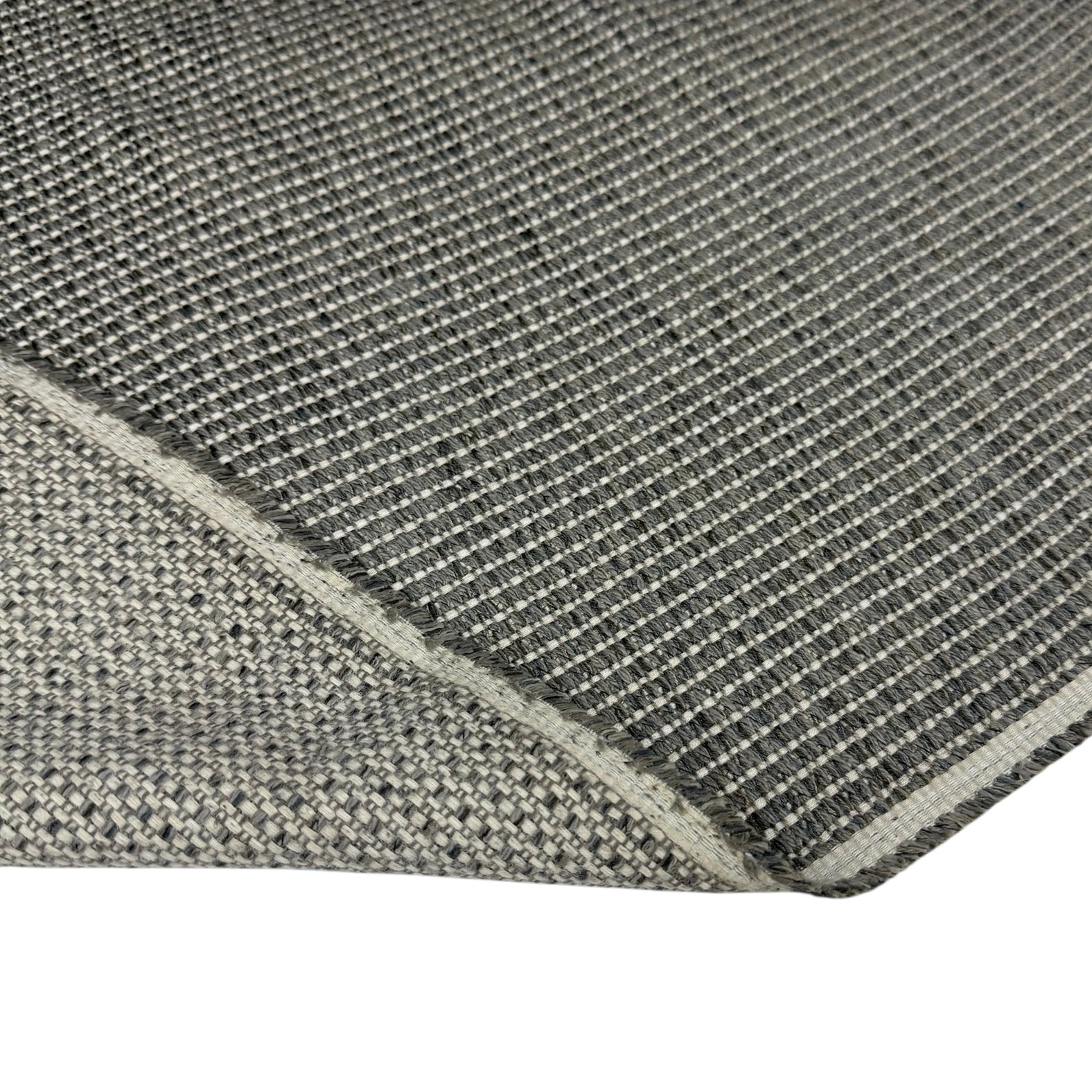 Cotton Striped Upholstery Remnant - Grey/White