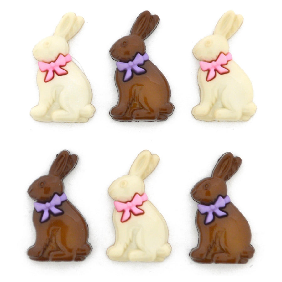 Easter Novelty Shank Buttons Chocolate Bunnies 6 count
