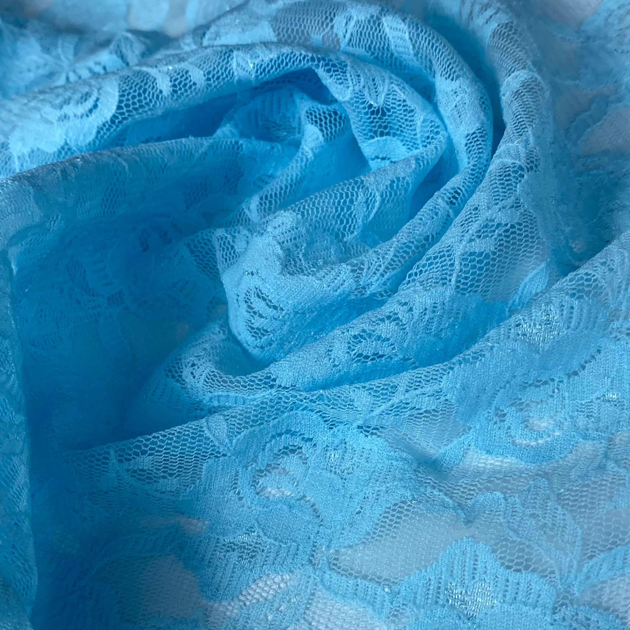 Floral Corded Lace - Light Blue