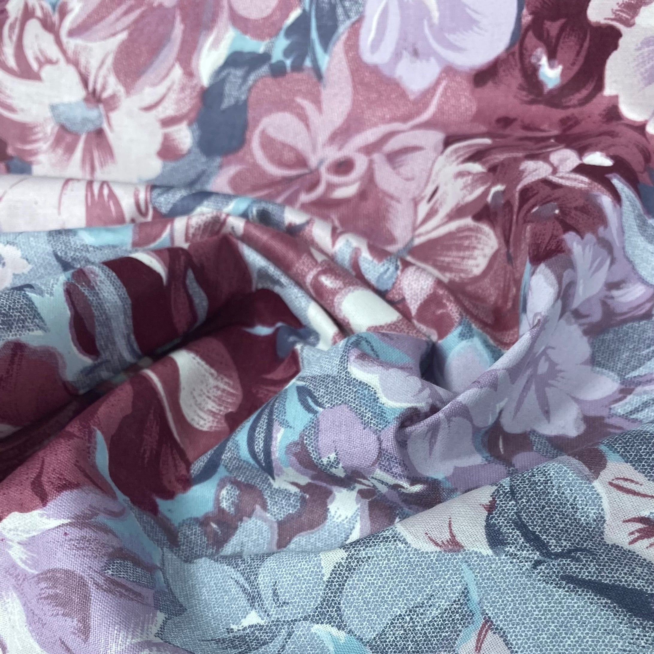 Printed Cotton - Vintage Floral - Pink/Purple/Blue