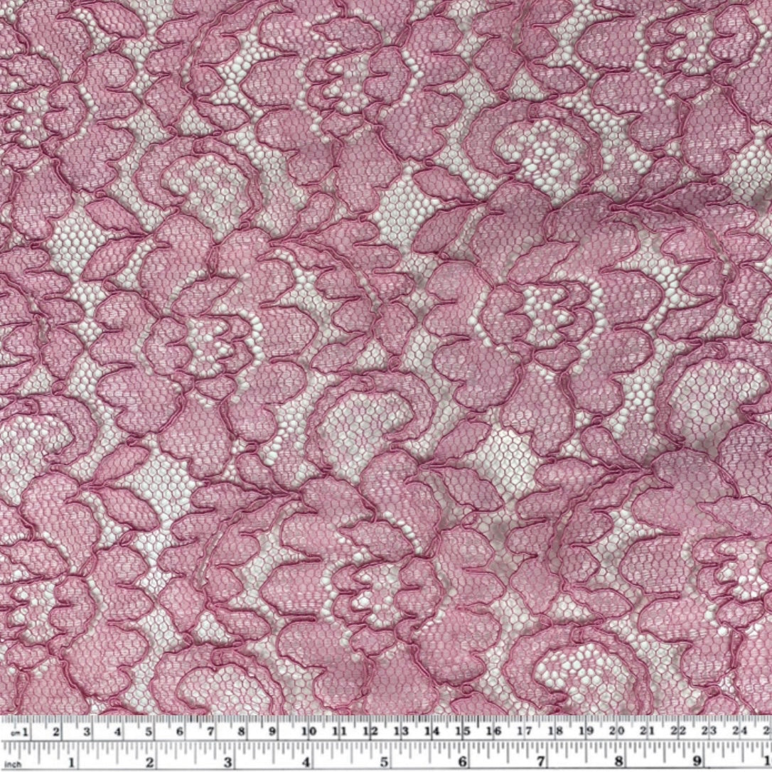 Floral Corded Lace - Pink