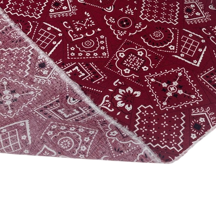 Lightweight Printed Cotton Bandanna - Red/White/Black