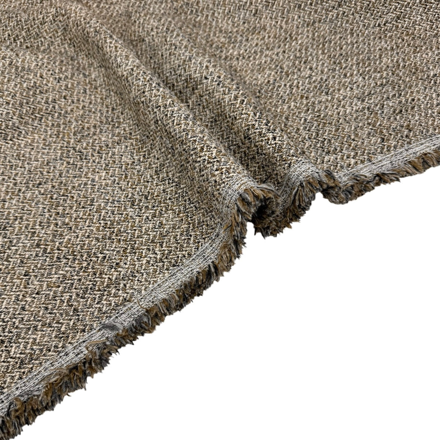 Herringbone Upholstery Remnant - Beige/Grey/Olive