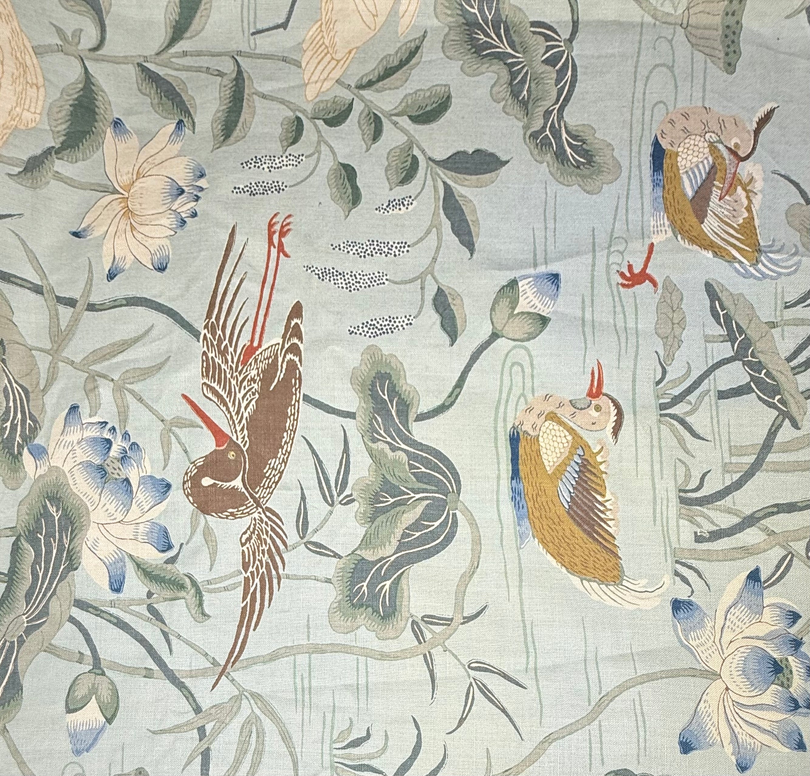 Lotus Garden Printed Linen - Schumacher