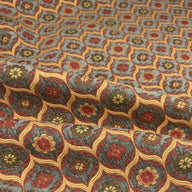 Patterned Chenille Upholstery Remnant  - Rust/Taupe/Gold/Green