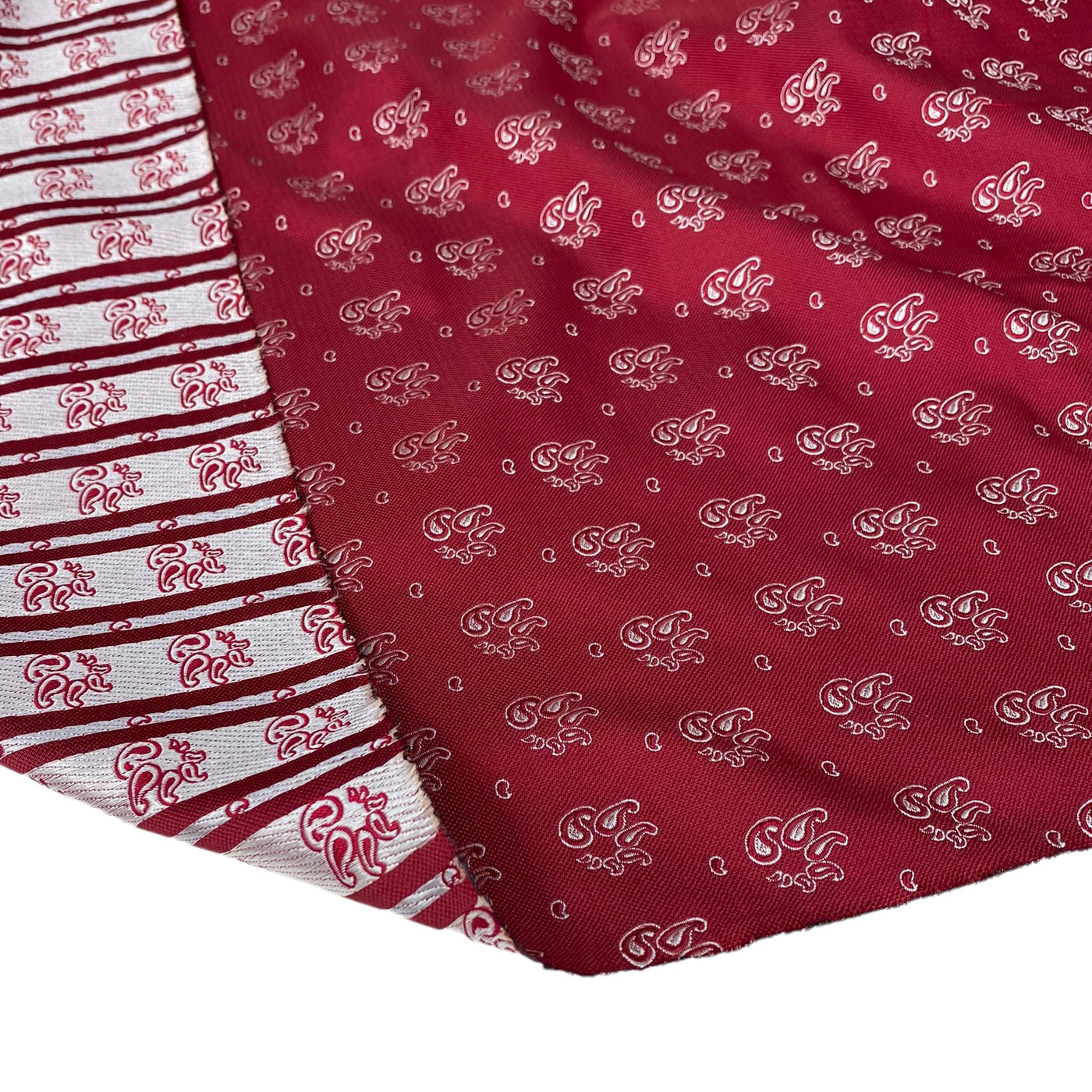 Paisley Polyester Jacquard - Red / White - Remnant