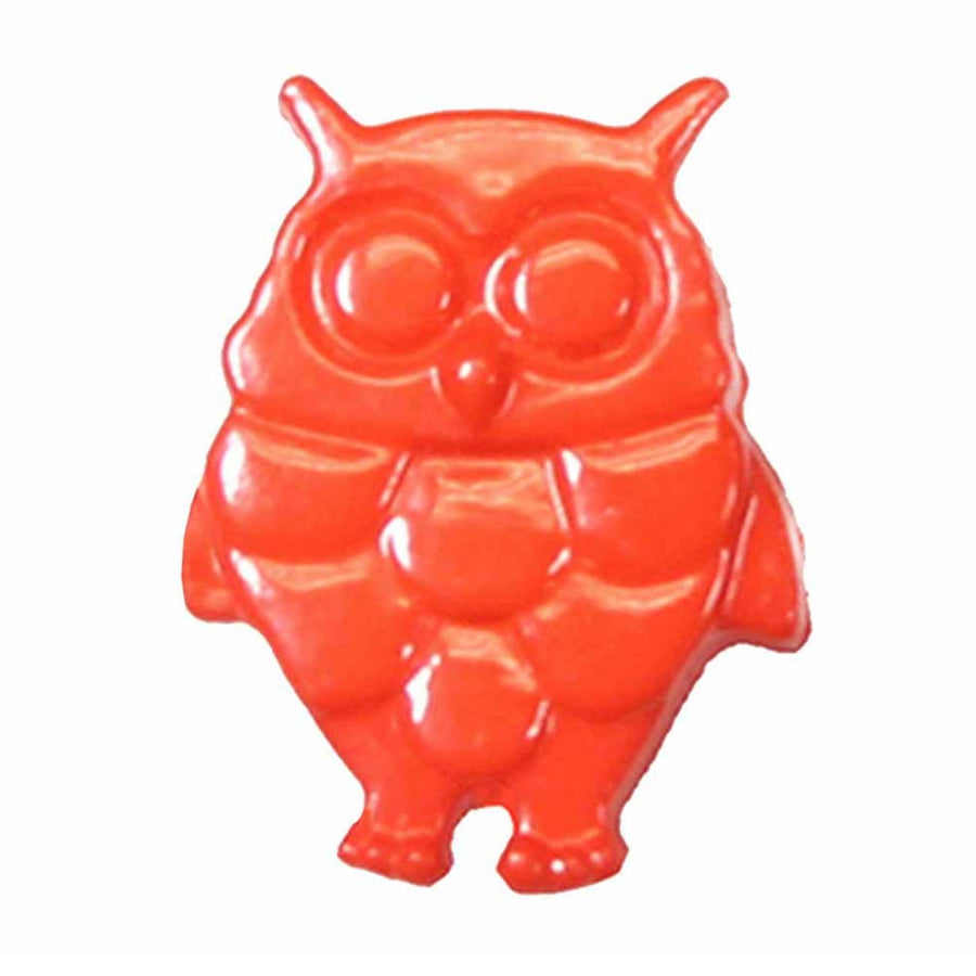Novelty Shank Button - Owl - Orange - 18mm - 3 count