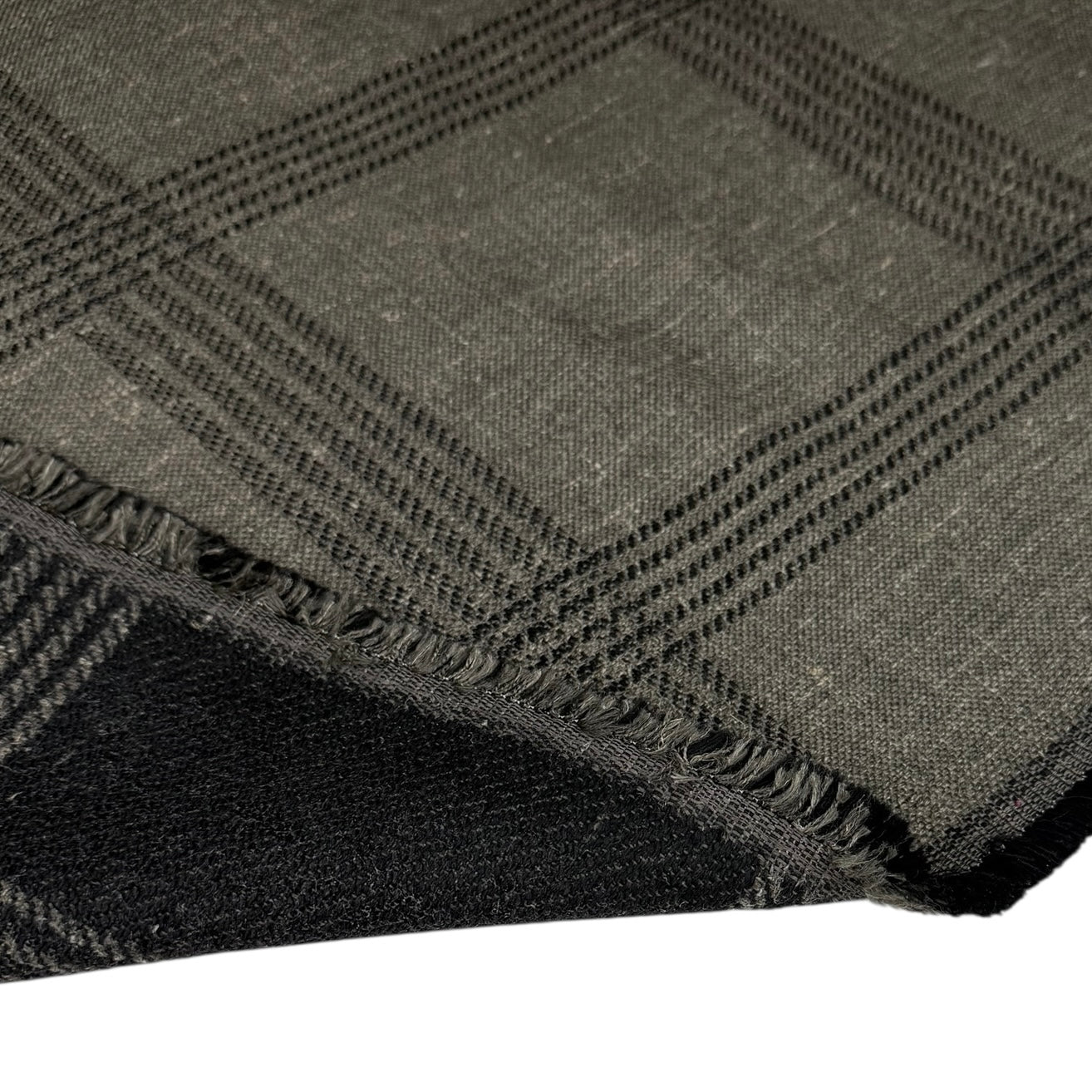 Plaid Cotton Blend Upholstery Remnant - Grey/Black