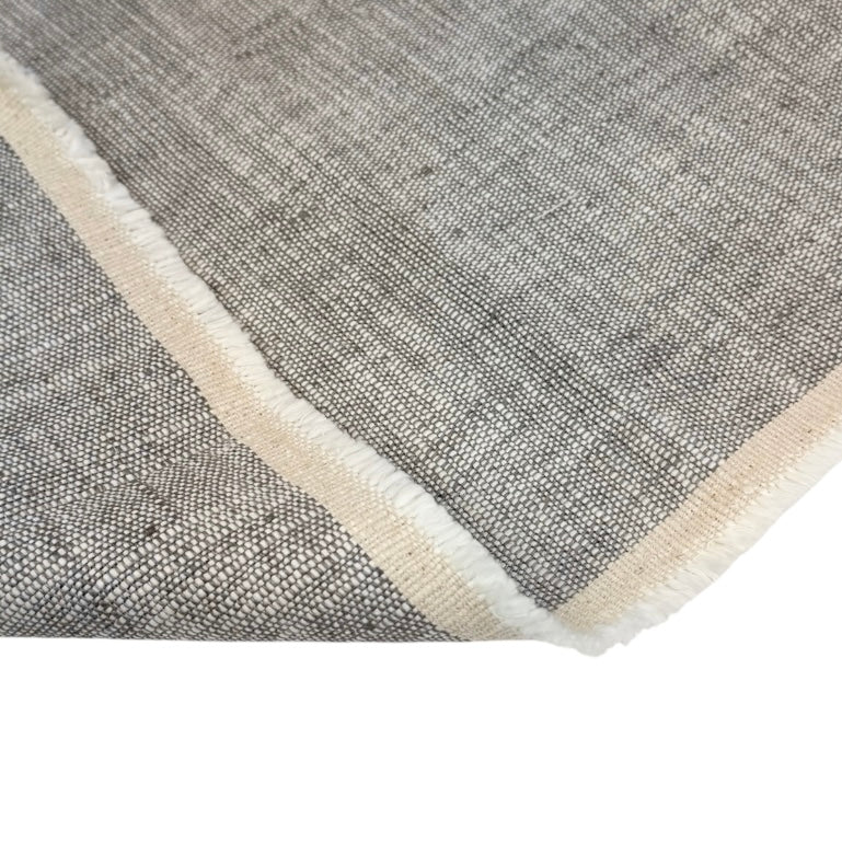 Woven Cotton/Linen Upholstery Remnant - Ivory/Grey