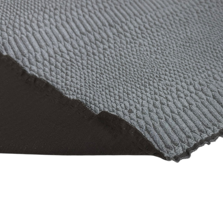 Snake Patterned Polyester Textured Stretch Knit - Grey