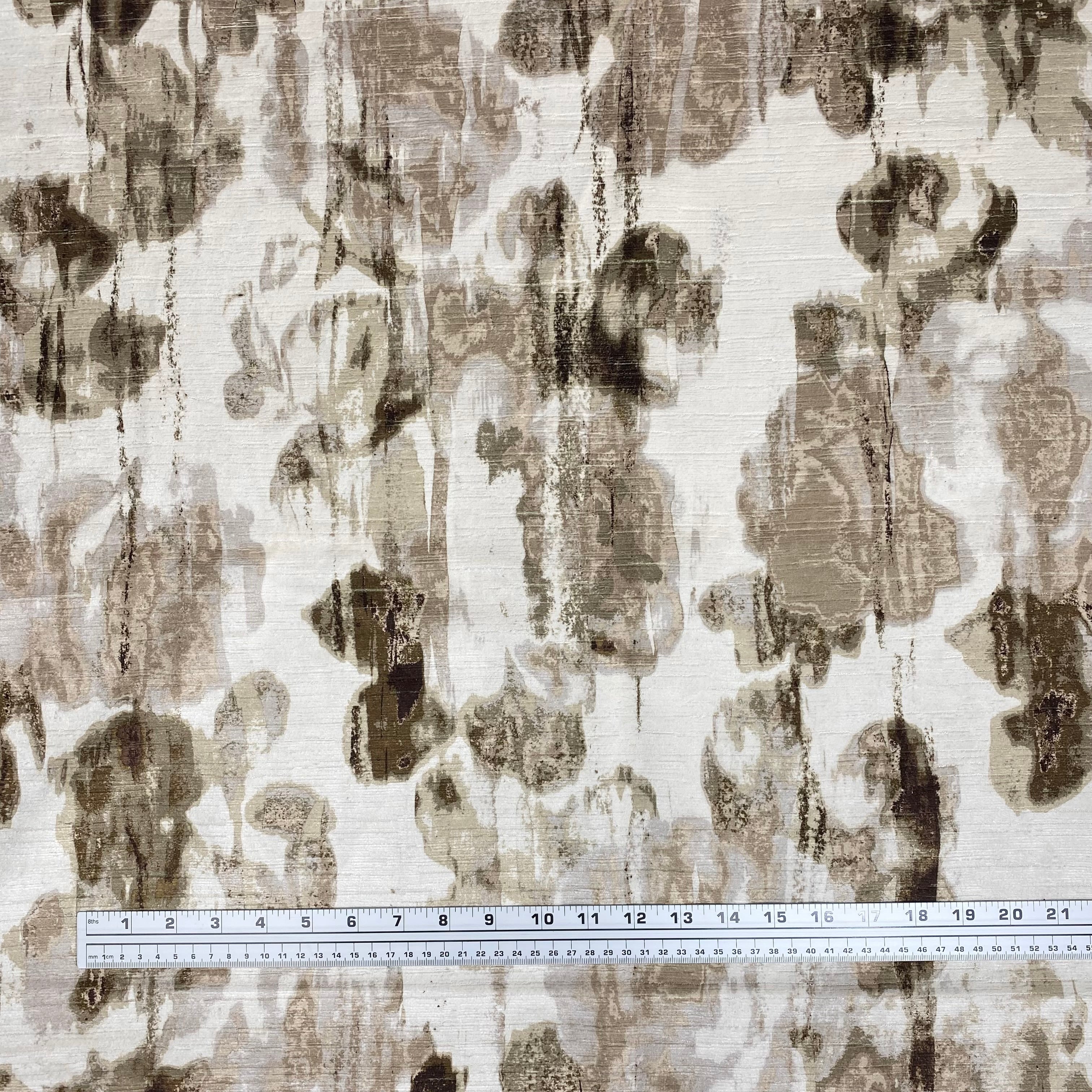 Patterned Velvet Upholstery Remnant - White/Beige/Brown