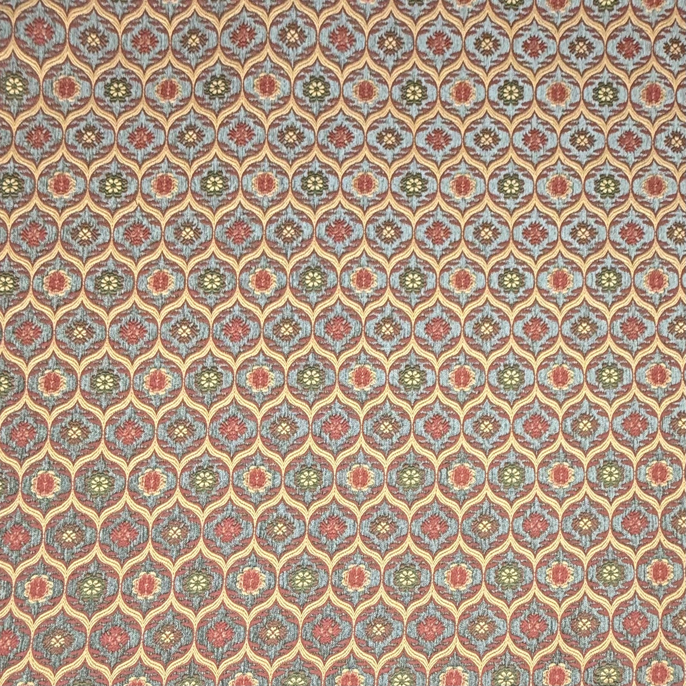 Patterned Chenille Upholstery Remnant  - Rust/Taupe/Gold/Green