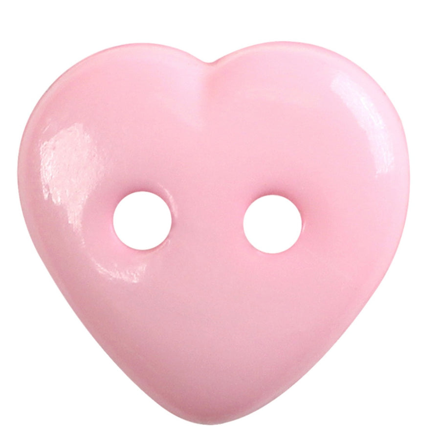 Novelty 2-Hole Button - Heart - Pink - 12mm - 4pcs