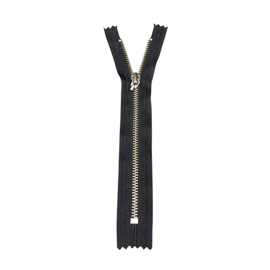 Closed-End Metal YKK Zipper - Black/Silver