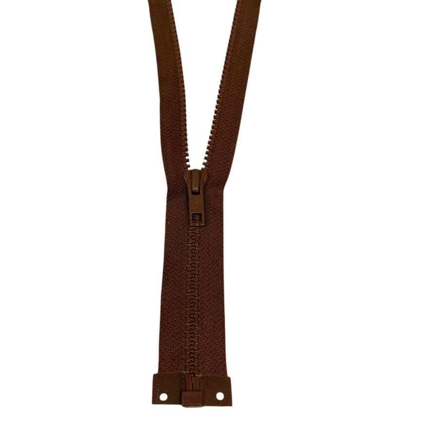 Open-Ended Vislon Molded 18.5” YKK Zipper - Brown