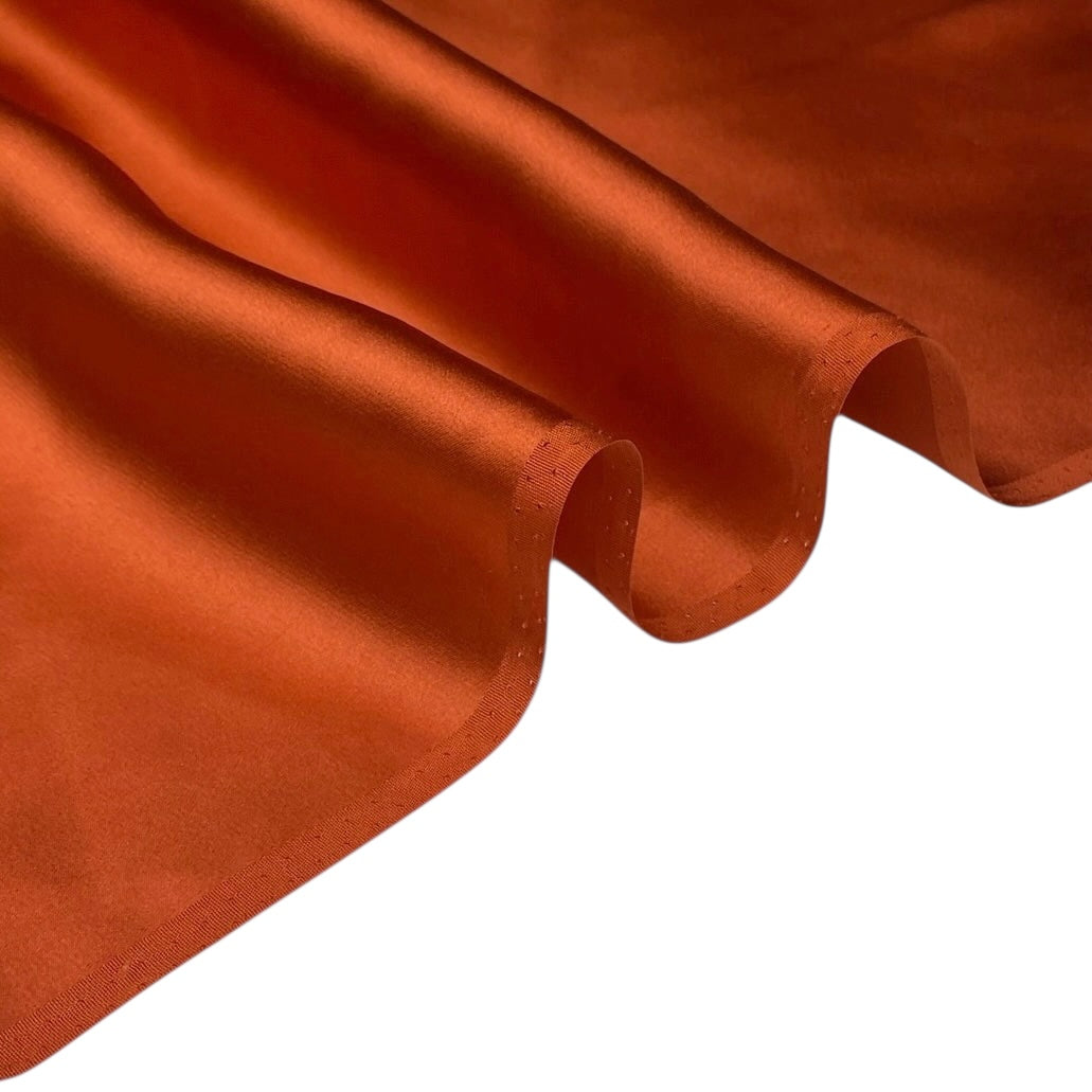 Mulberry Silk Charmeuse Satin - Deep Orange