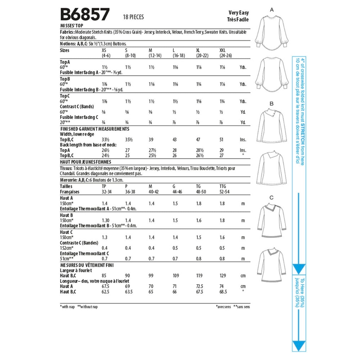 Butterick B6857 Top Sewing Pattern