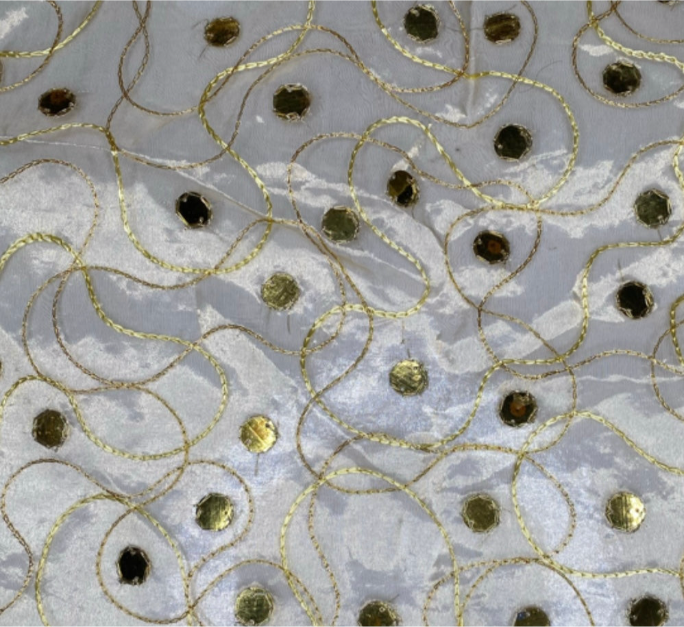 Embroidered Sequin Silk Organza - Gold