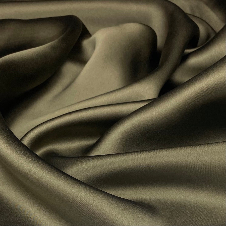 Mulberry Silk Charmeuse Satin - Bronze Olive