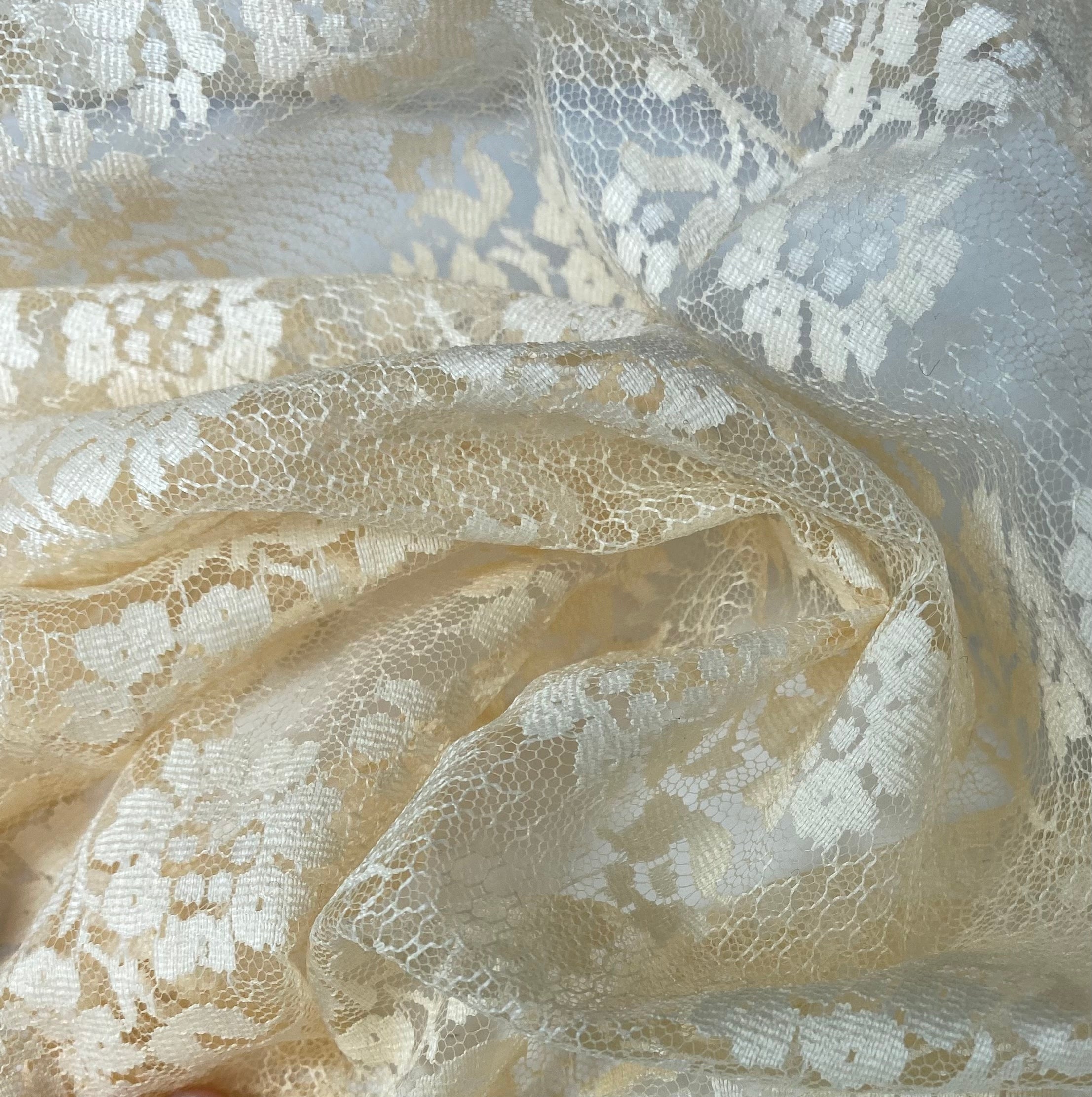 Floral Embroidered Lace - Peach