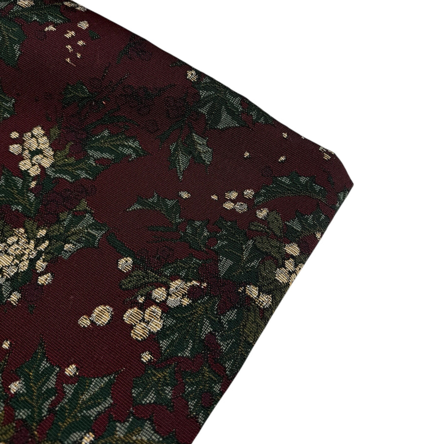 Floral Patterned Upholstery Remnant - Burgundy/Green/Gold