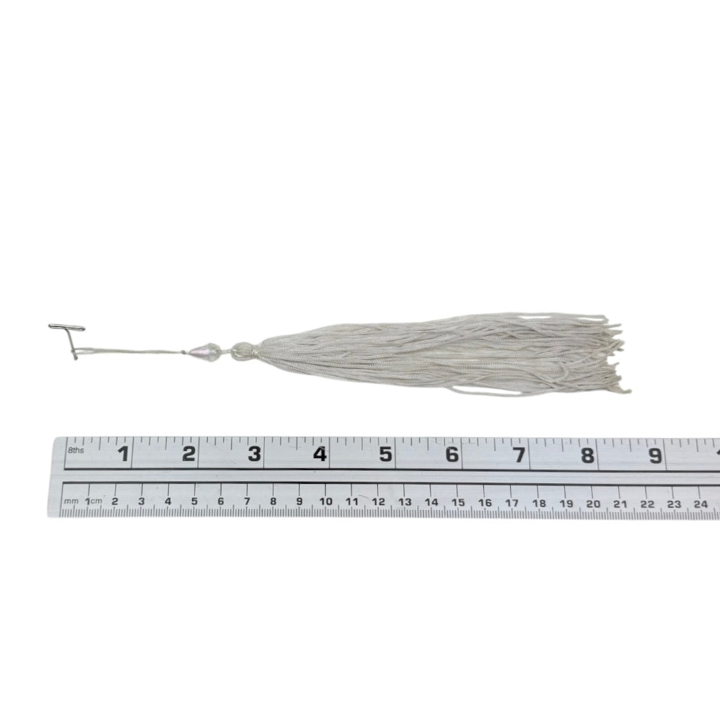 Decorative Beaded Tassel - White