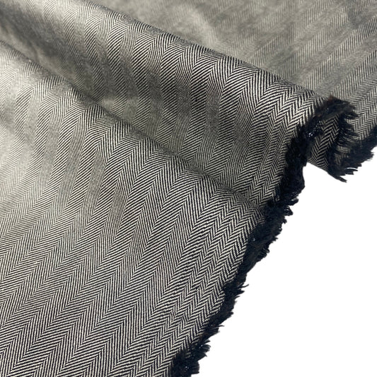 Wool Suiting - Chevron - Beige/Black