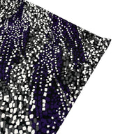 Diagonal Striped Polyester Stretch Knit - Purple/Black/Grey/White