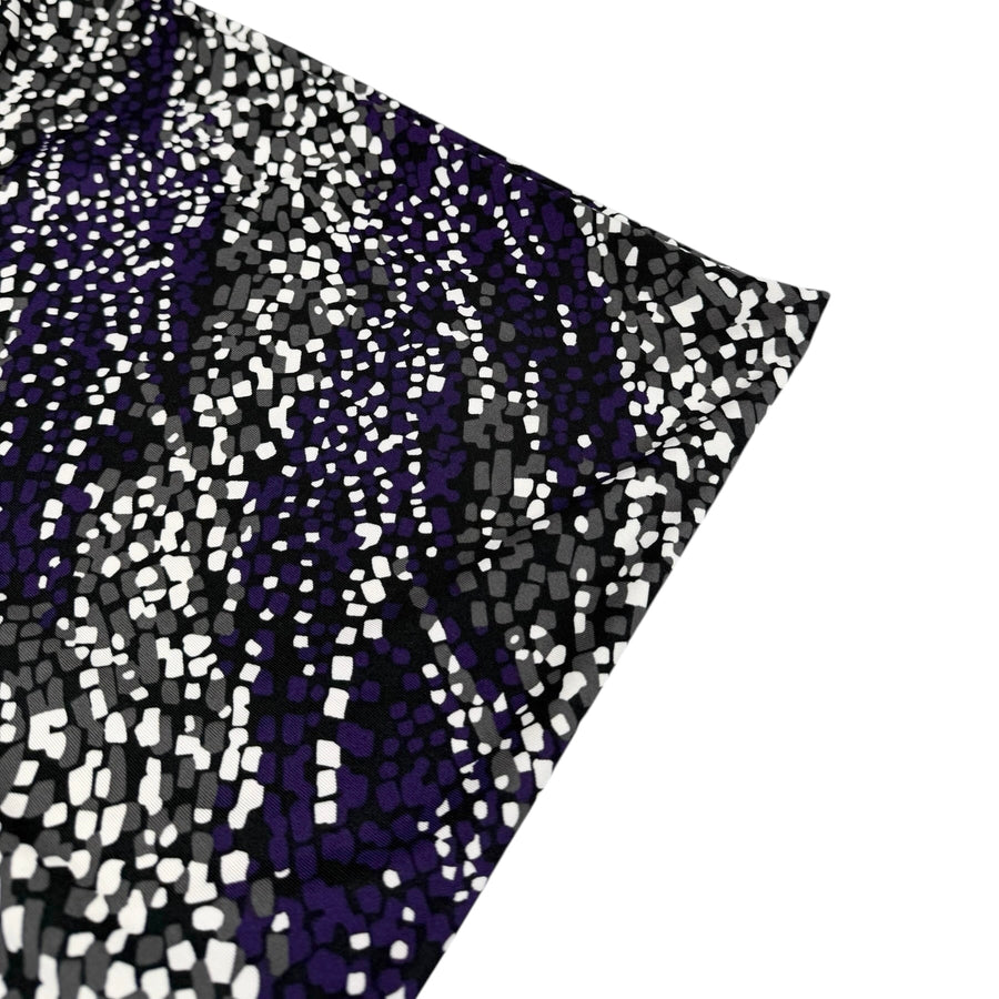 Diagonal Striped Polyester Stretch Knit - Purple/Black/Grey/White