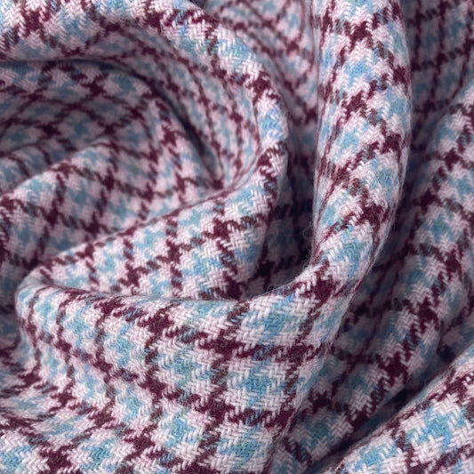 Wool Coating - Remnant - Plaid - Pink/Burgundy/Blue