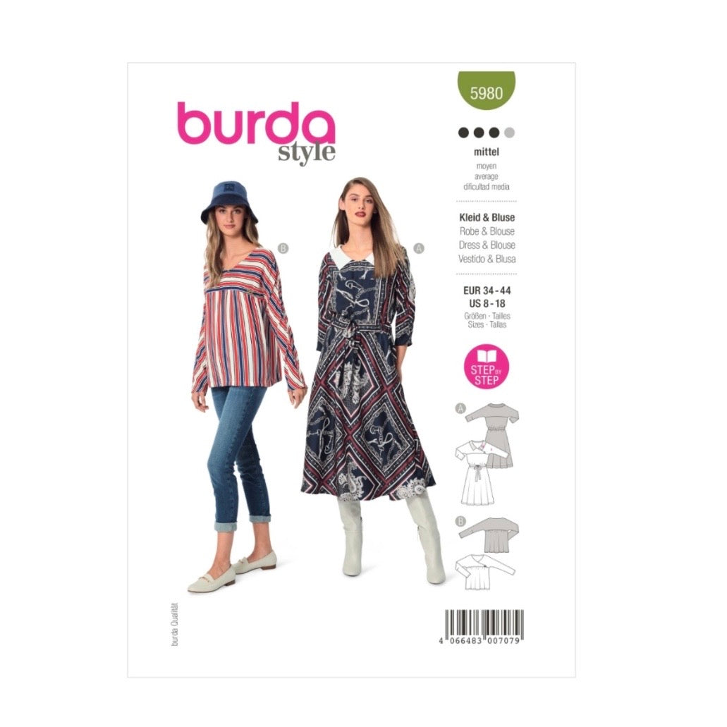 Burda Style 5980 - Dress & Blouse Sewing Pattern