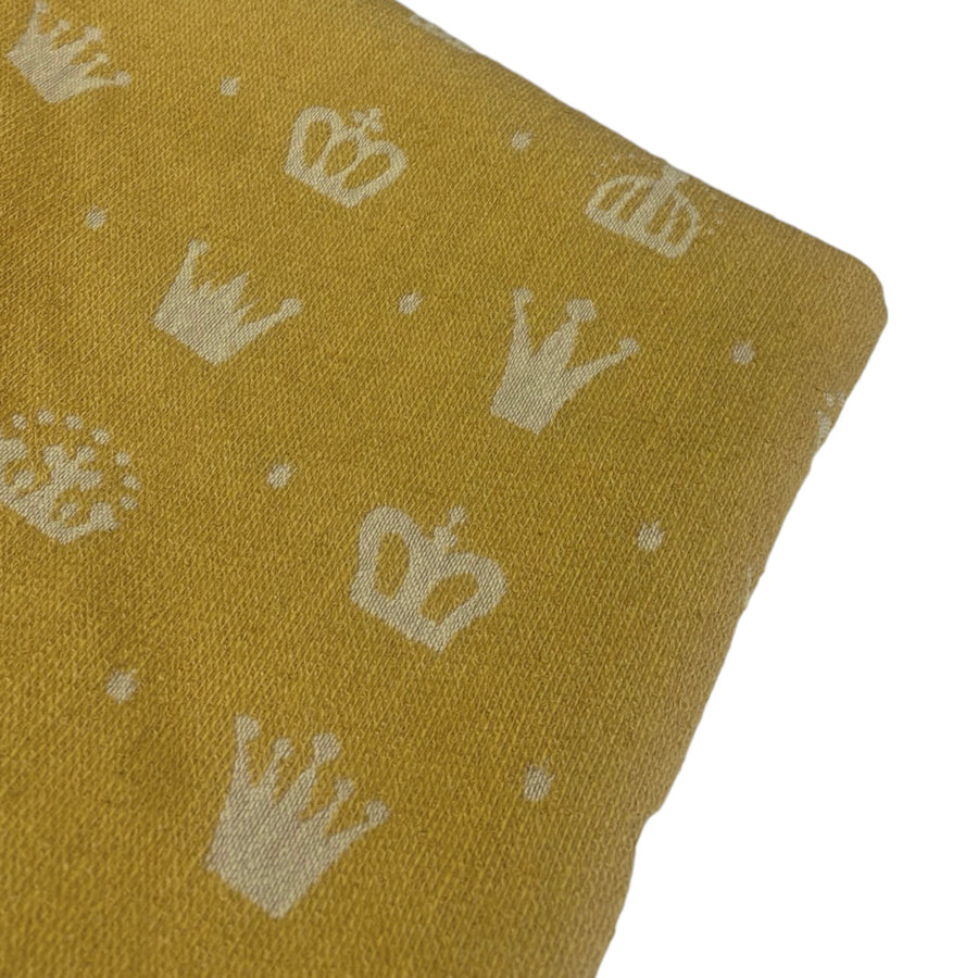 Patterned Crown Upholstery Remnant - Mustard/Beige/White