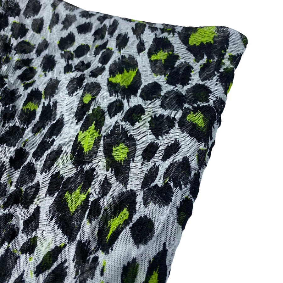 Printed Stretch Mesh - Cheetah - White/Black/Green