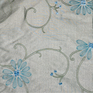Floral Embroidered Silk Shantung - Green/Blue