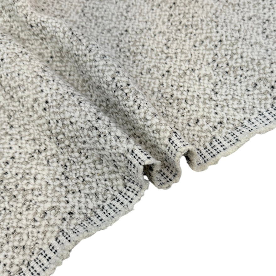 Boucle Wool Upholstery Remnant - White/Beige/Black/Silver