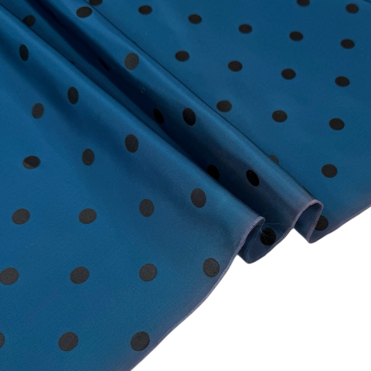 Polka Dot Printed Polyester Lining - Teal Blue/Black