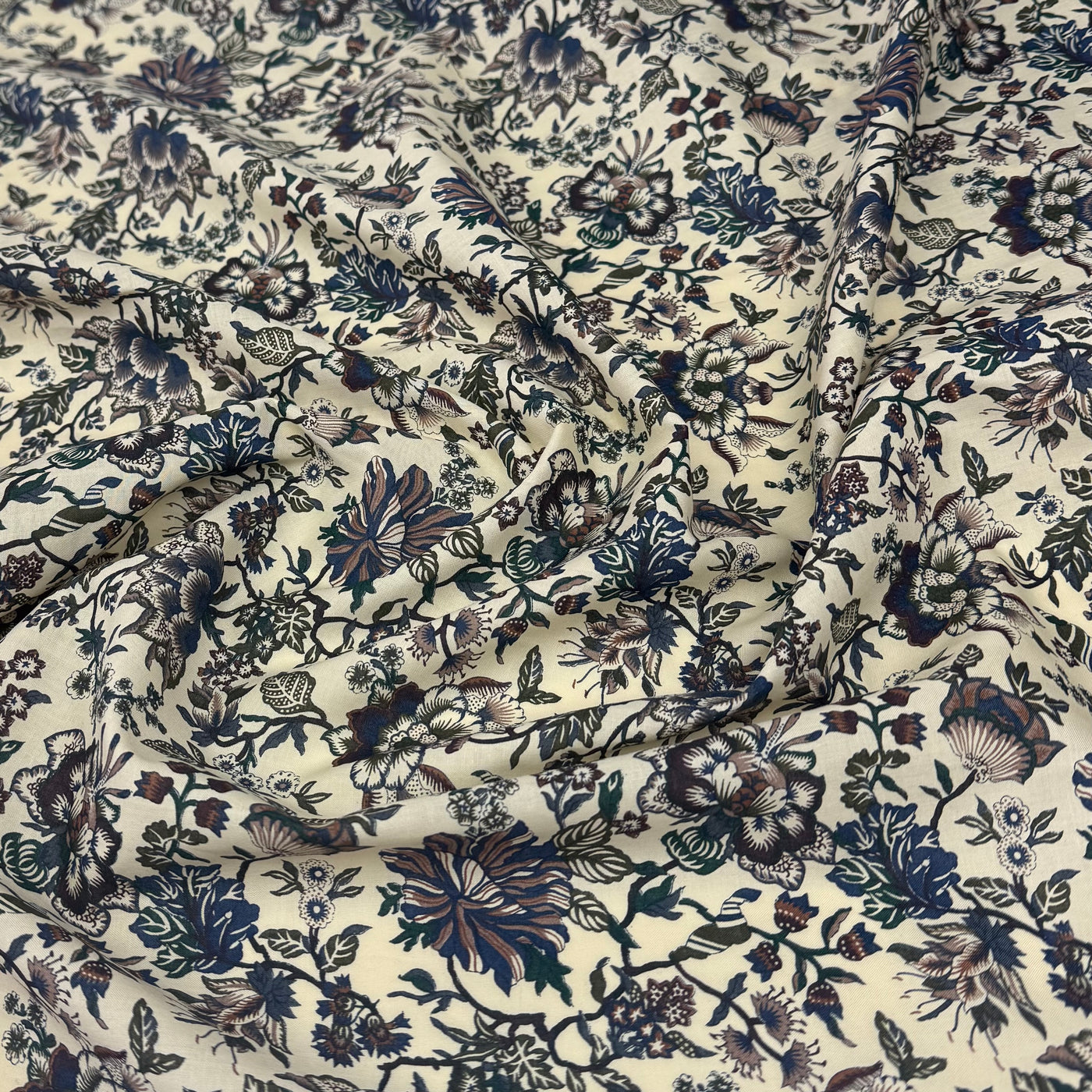 Floral Liberty Tana Lawn Cotton Beige/Navy/Green/Burgundy