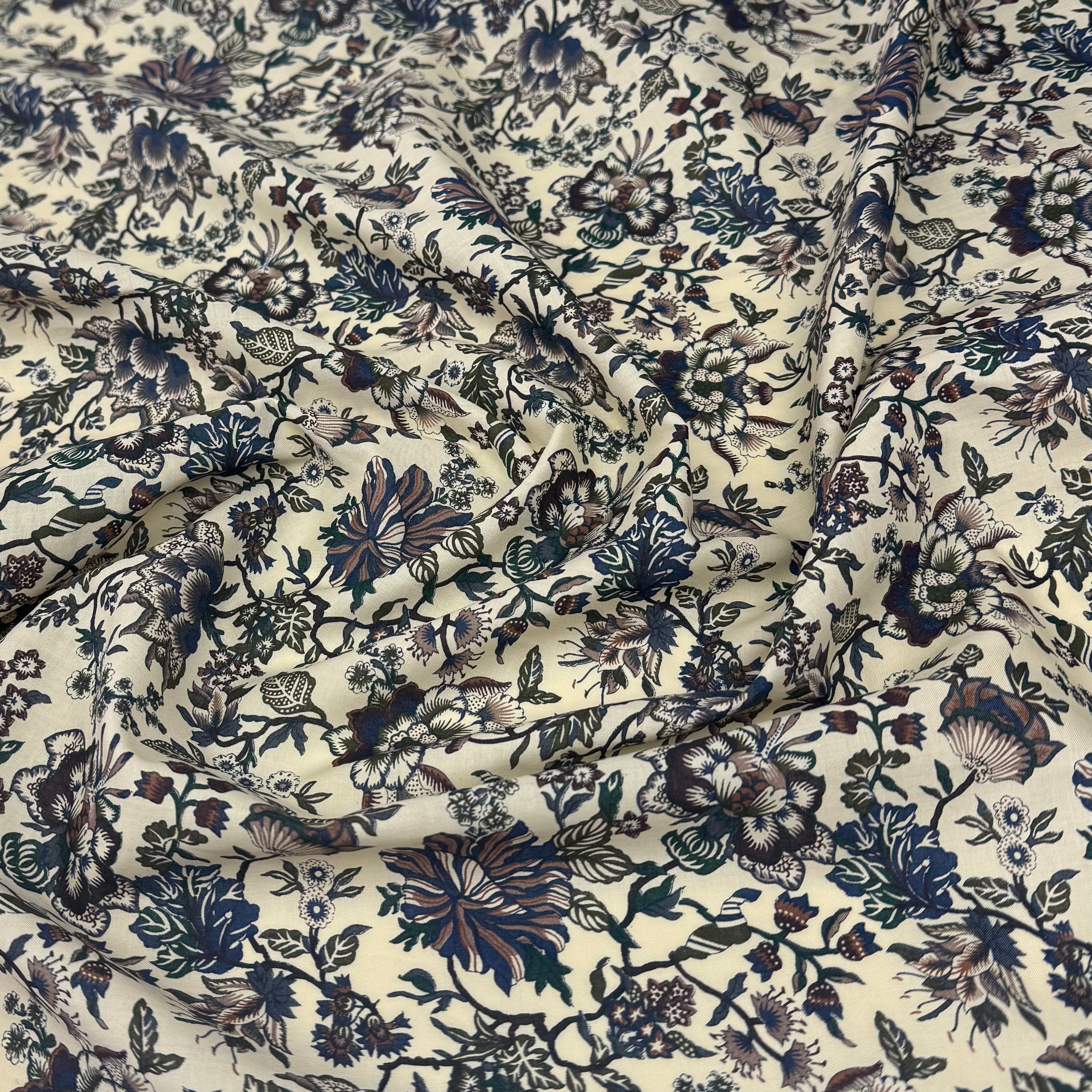 Floral Liberty Tana Lawn Cotton Beige/Navy/Green/Burgundy